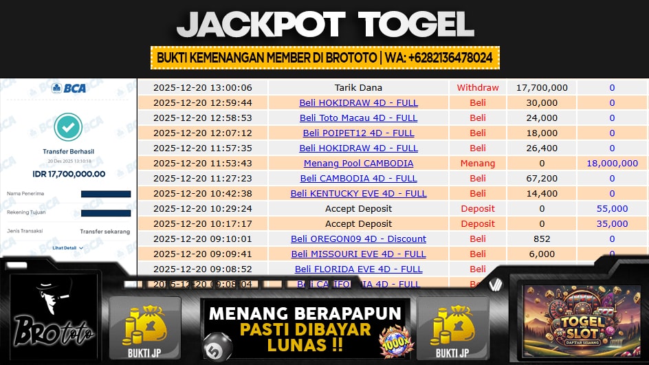 BROTOTO | JP TOGEL 18 JUTA | MENANG PASTI DIBAYAR