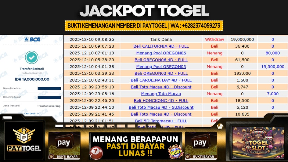 PAYTOGEL | JP TOGEL 19 JUTA | MENANG PASTI DIBAYAR