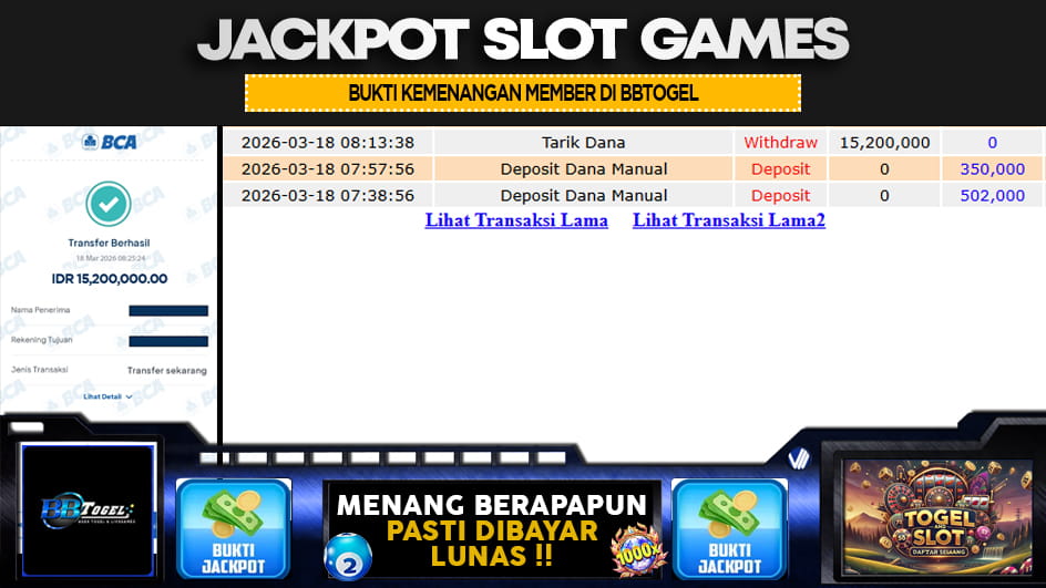 BBTOGEL | JP SLOT 15 JUTA | MENANG PASTI DIBAYAR