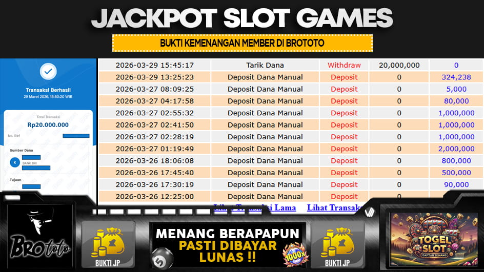 BROTOTO | JP SLOT 20 JUTA | MENANG PASTI DIBAYAR