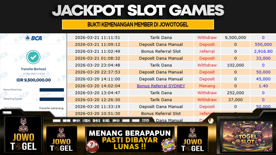 JOWOTOGEL | JP SLOT 9,5 JUTA | MENANG PASTI DIBAYAR