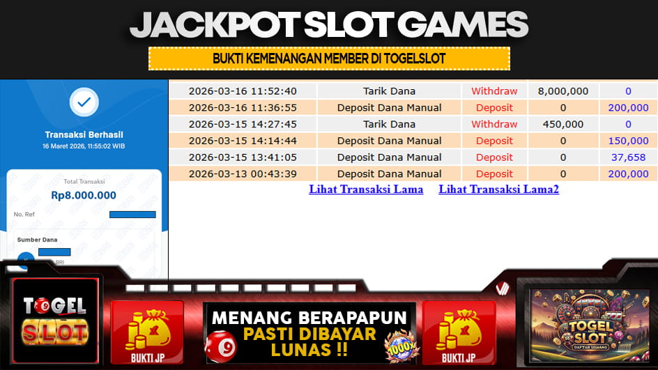 TOGELSLOT | JP SLOT 8 JUTA | MENANG PASTI DIBAYAR