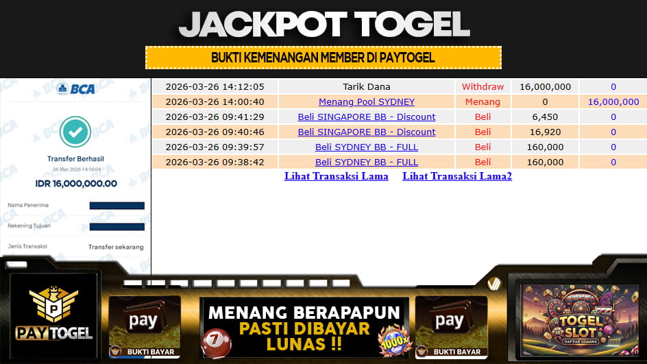 PAYTOGEL | JP TOGEL 16 JUTA | MENANG PASTI DIBAYAR