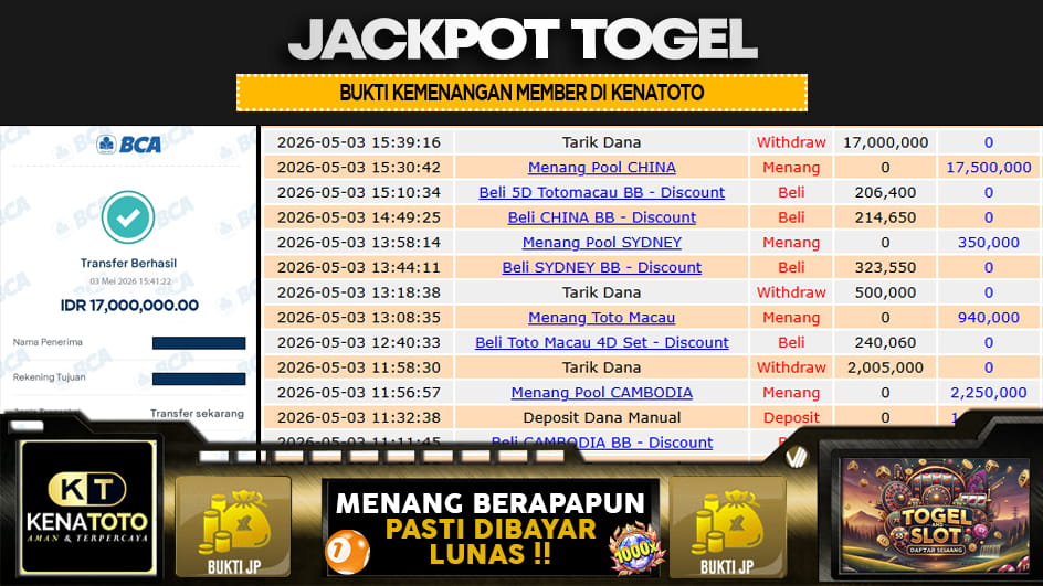 KENATOTO | JP TOGEL 17 JUTA | MENANG PASTI DIBAYAR