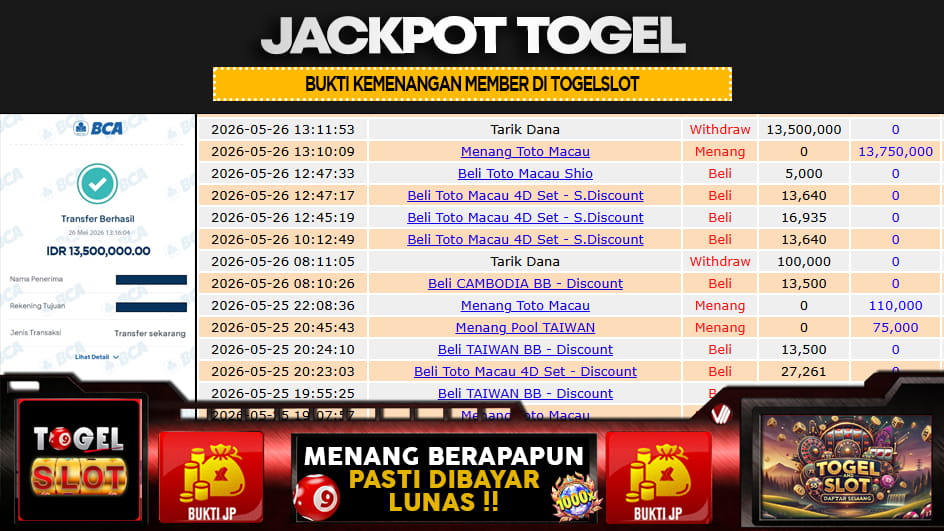 TOGELSLOT | JP TOGEL 13 JUTA | MENANG PASTI DIBAYAR