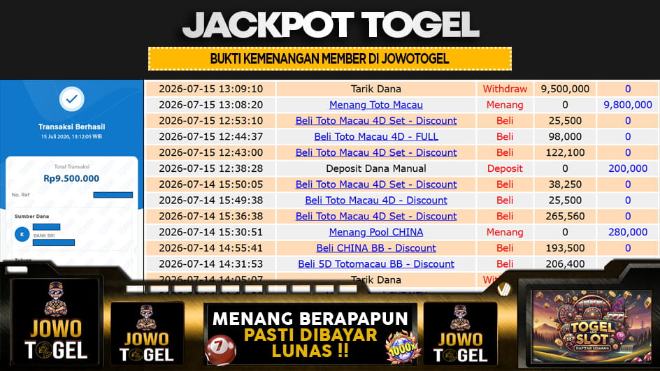 JOWOTOGEL | JP TOGEL 9,8 JUTA | MENANG PASTI DIBAYAR