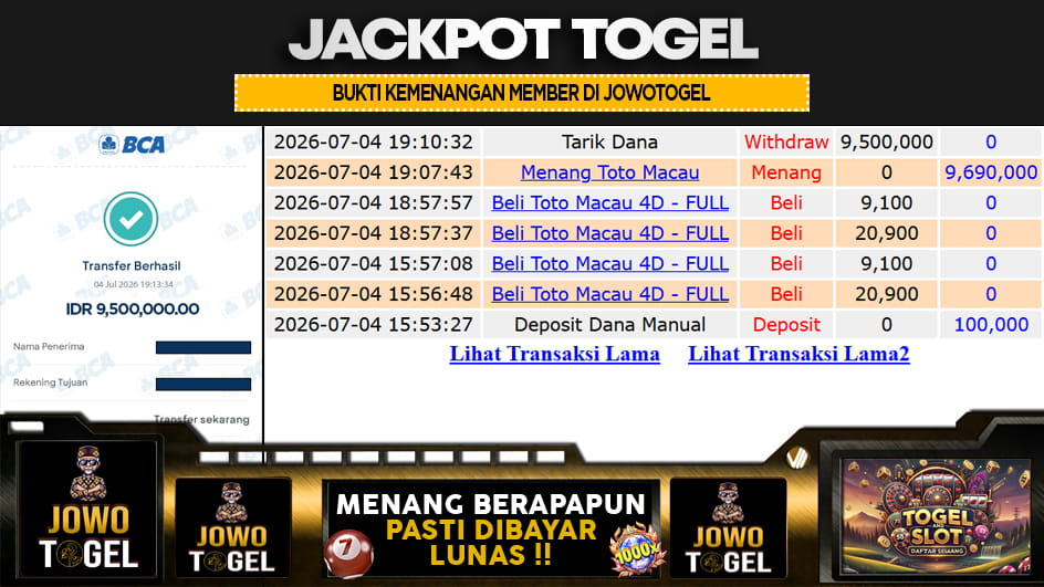 JOWOTOGEL | JP TOGEL 9,5 JUTA | MENANG PASTI DIBAYAR